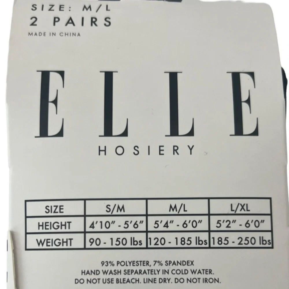 NEW Ella Fleece Lined Footless Tights 2 Pack Black Size M/L NIP